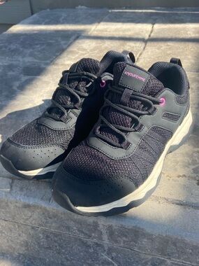 Women's Black Hiking Sneakers with Pink Accents